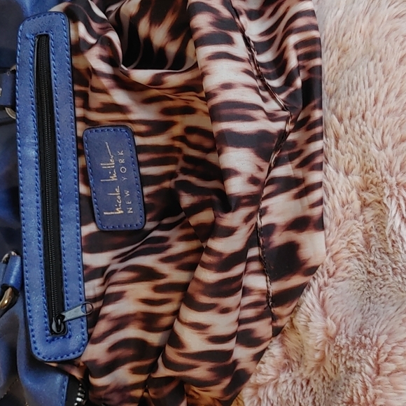 💚Nicole Miller Blue zipper satchel with crossbody strap - Picture 11 of 16